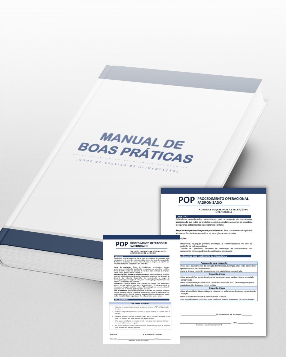 Manual de Boas Práticas com modelos de POP: uso de máscara e controle de qualidade na recepção de mercadorias